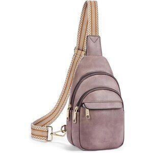 Sling Bag for Women Leather Crossbody Bags Fanny Pack Chest Bag Purple